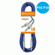 Cabo para Instrumentos P10 X P10 3m PLAYER Azul HAYONIK